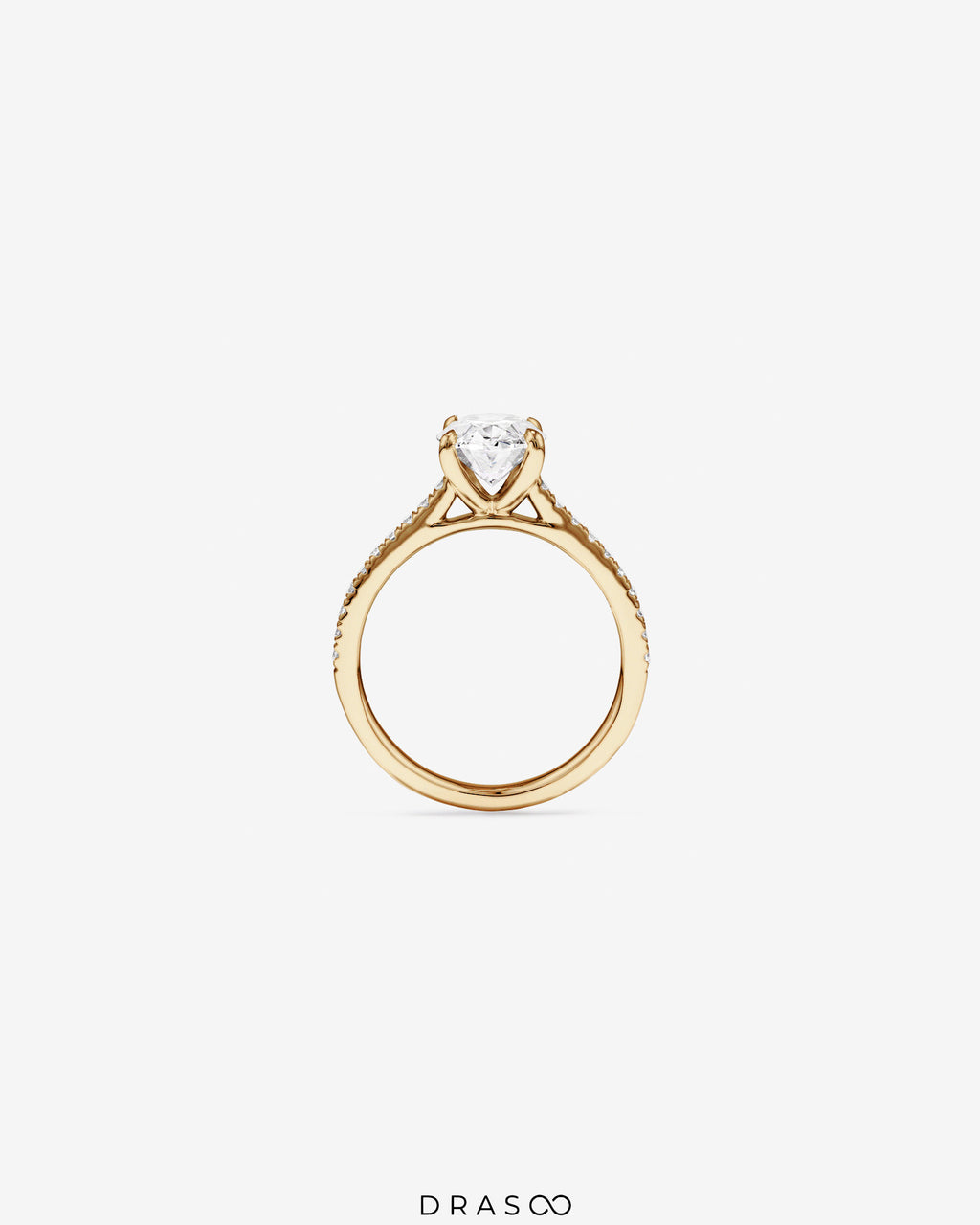 2.20 Carat TW Oval Cut Lab-Grown Diamond Side Accent Engagement Ring in 14K Yellow &amp; White Gold