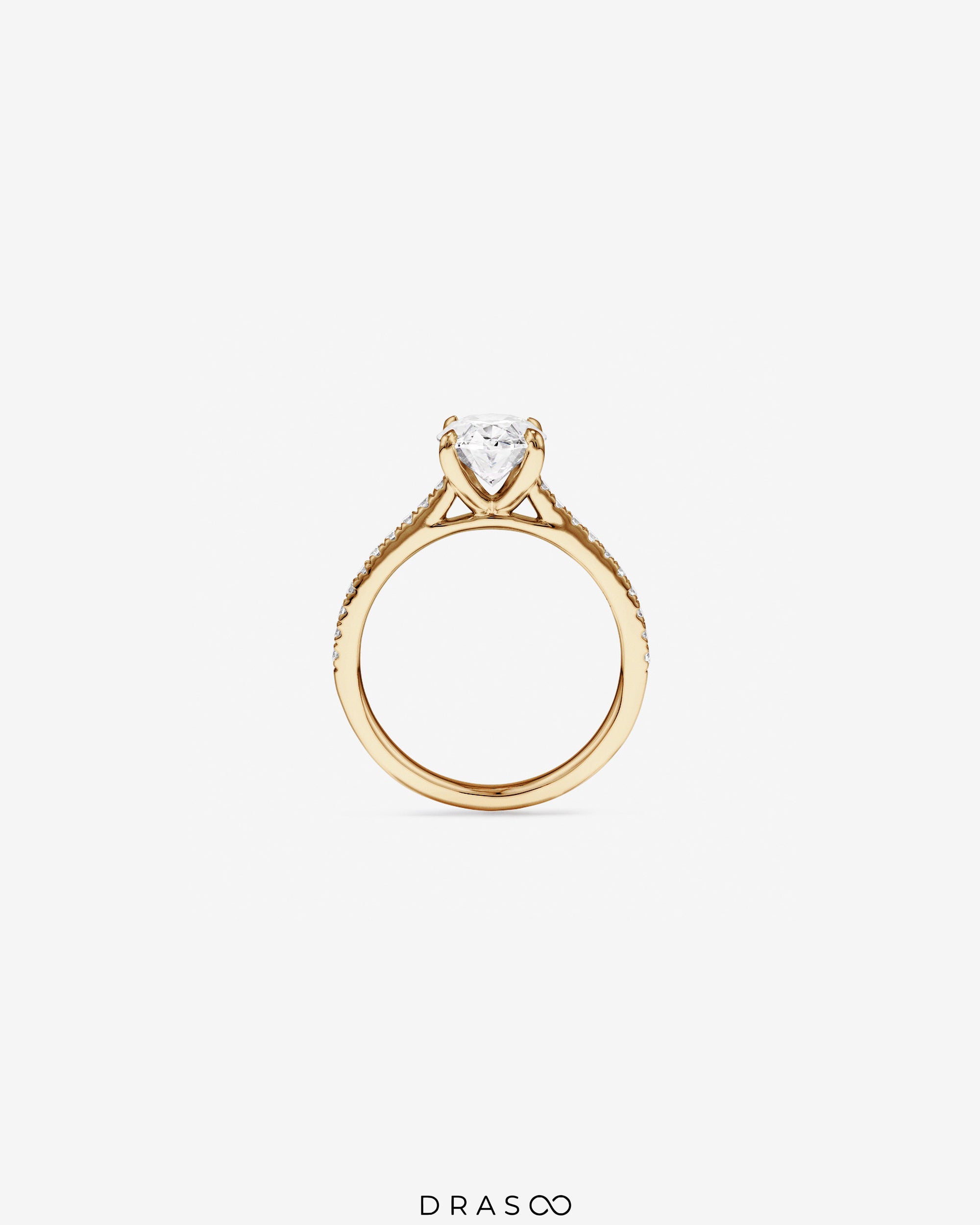2.20 Carat TW Oval Cut Lab-Grown Diamond Side Accent Engagement Ring in 14K Yellow &amp; White Gold