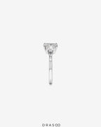 2.86 Carat TW Radiant Cut Lab-Grown Diamond Fancy Cut Side Stone Engagement Ring in 14K White Gold