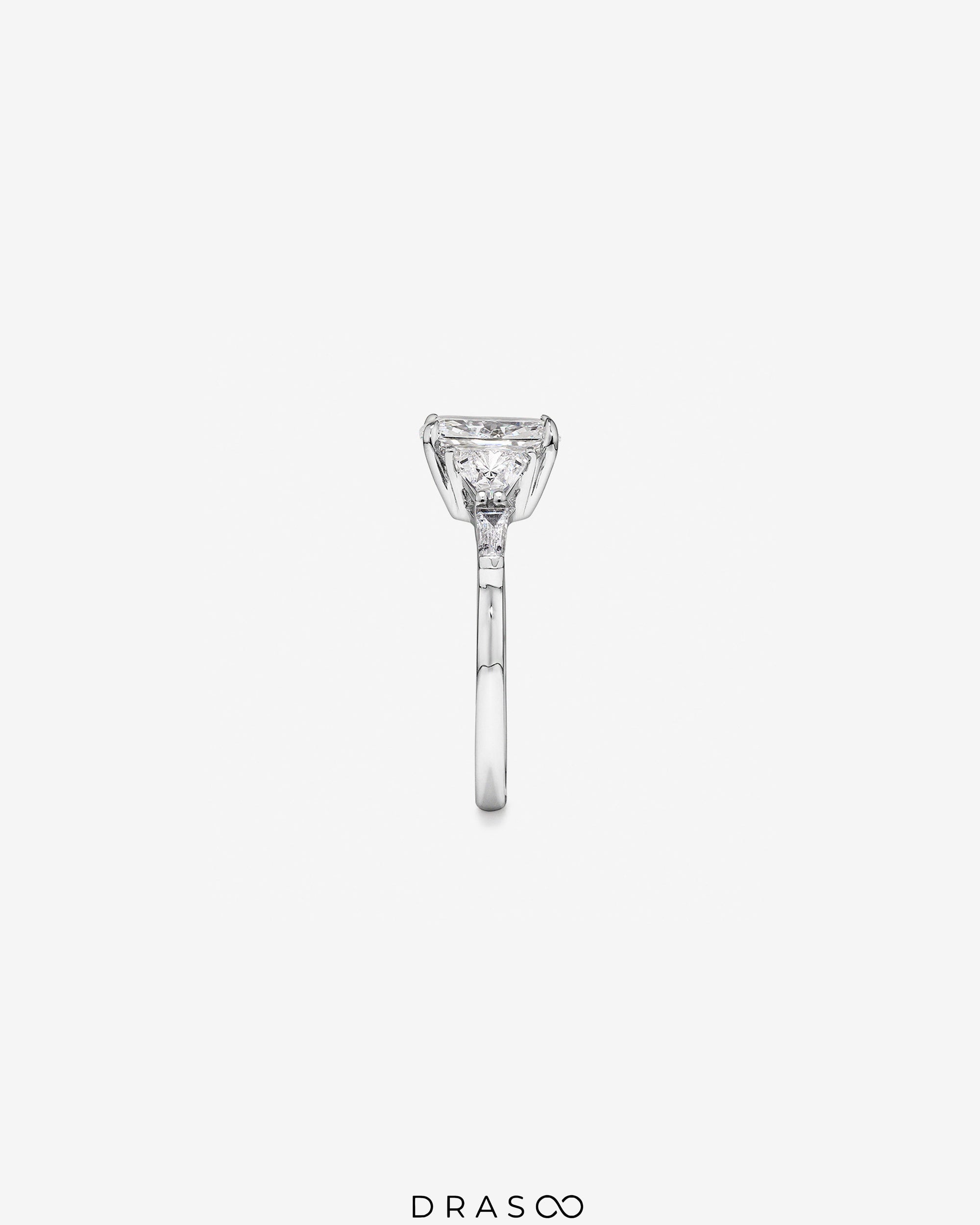 2.86 Carat TW Radiant Cut Lab-Grown Diamond Fancy Cut Side Stone Engagement Ring in 14K White Gold