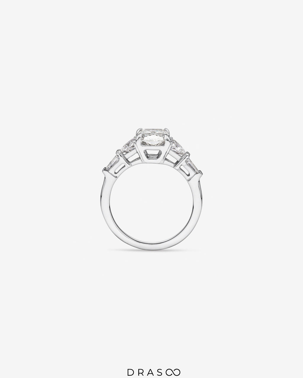 2.86 Carat TW Radiant Cut Lab-Grown Diamond Fancy Cut Side Stone Engagement Ring in 14K White Gold