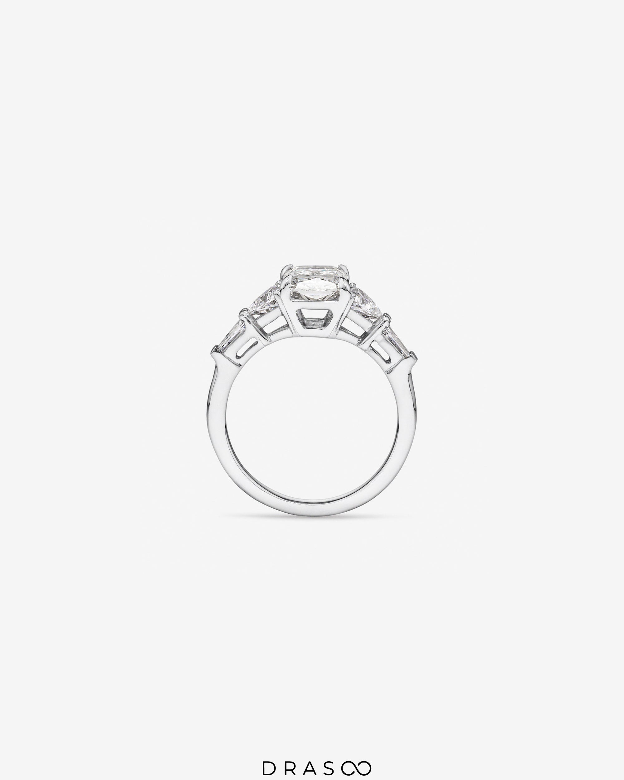 2.86 Carat TW Radiant Cut Lab-Grown Diamond Fancy Cut Side Stone Engagement Ring in 14K White Gold