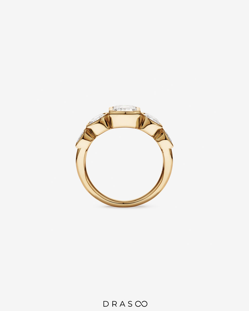 2.90 Carat TW Bezel Set 5 Stone Lab-Grown Diamond Engagement Ring in 14K Yellow Gold