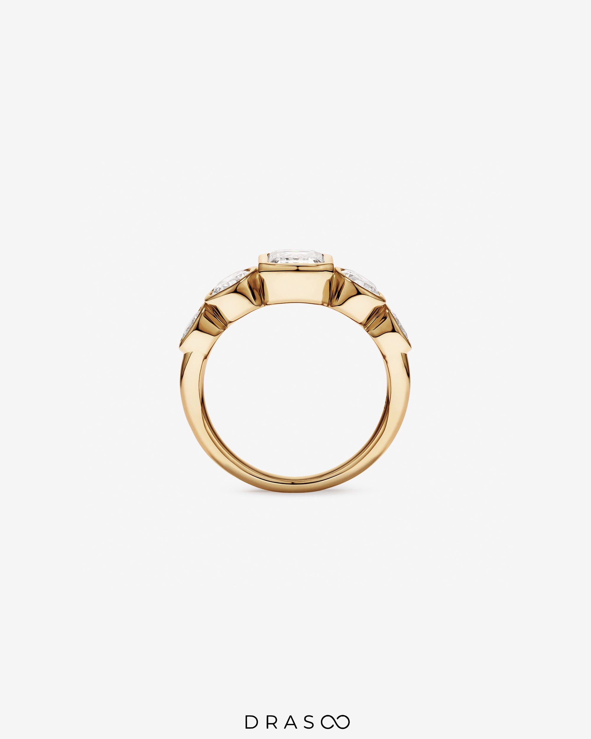 2.90 Carat TW Bezel Set 5 Stone Lab-Grown Diamond Engagement Ring in 14K Yellow Gold