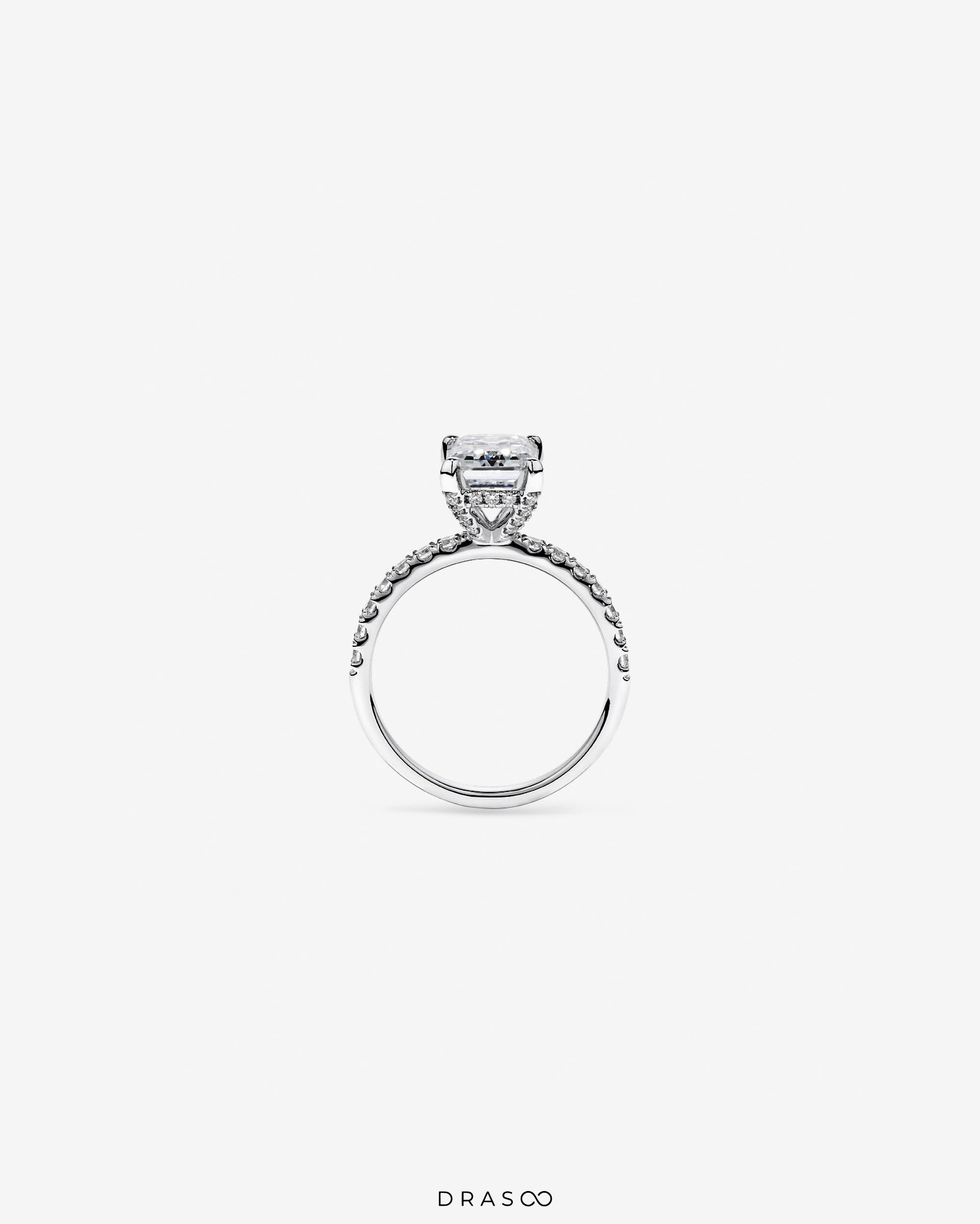 3.50 Carat TW Emerald Cut Lab-Grown Diamond Engagement Ring in 18K White Gold