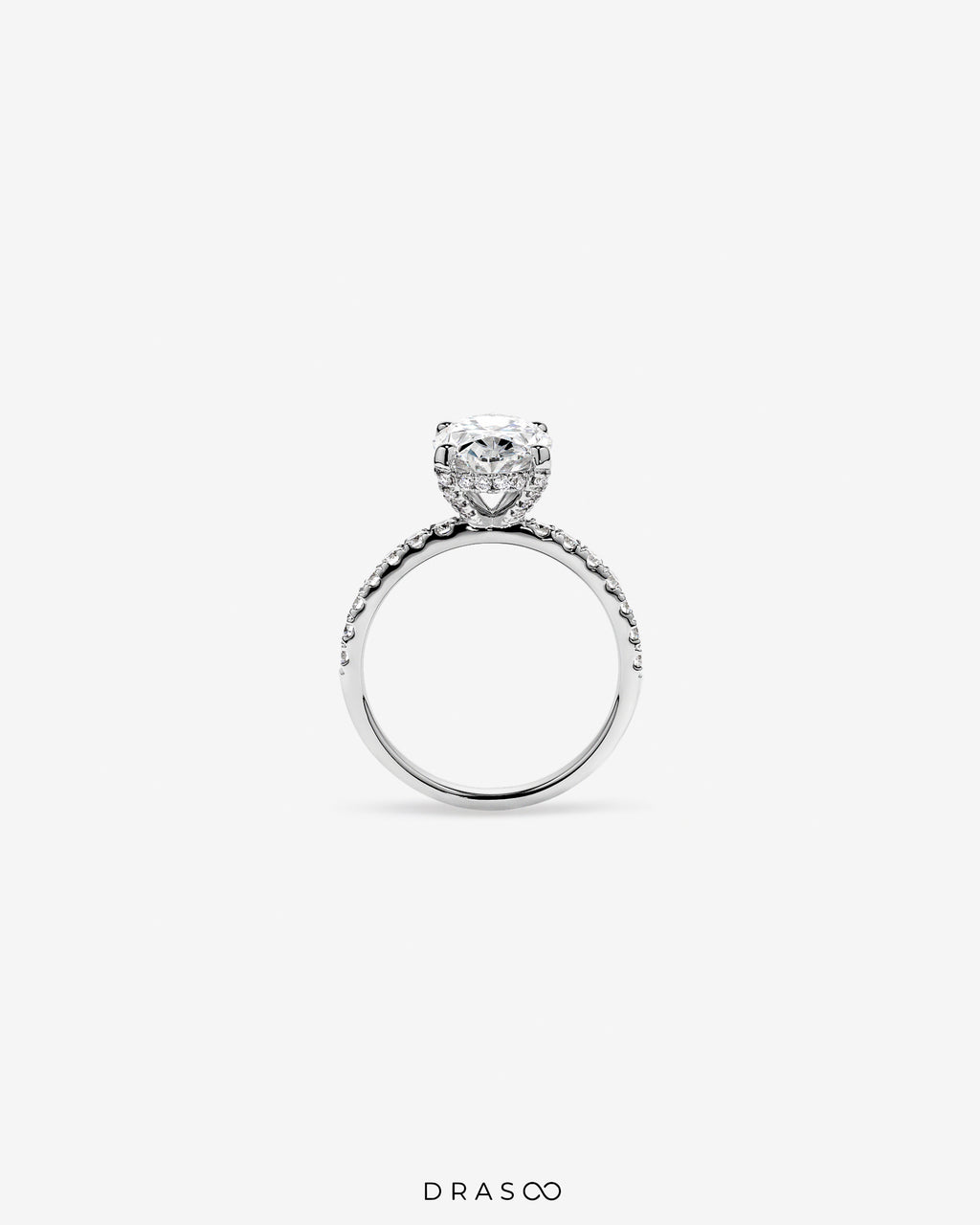 3.50 Carat TW Oval Cut Lab-Grown Diamond Engagement Ring in 18K White Gold