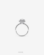 3.60 Carat TW Pear Cut Lab-Grown Diamond Halo Engagement Ring in 18K White Gold