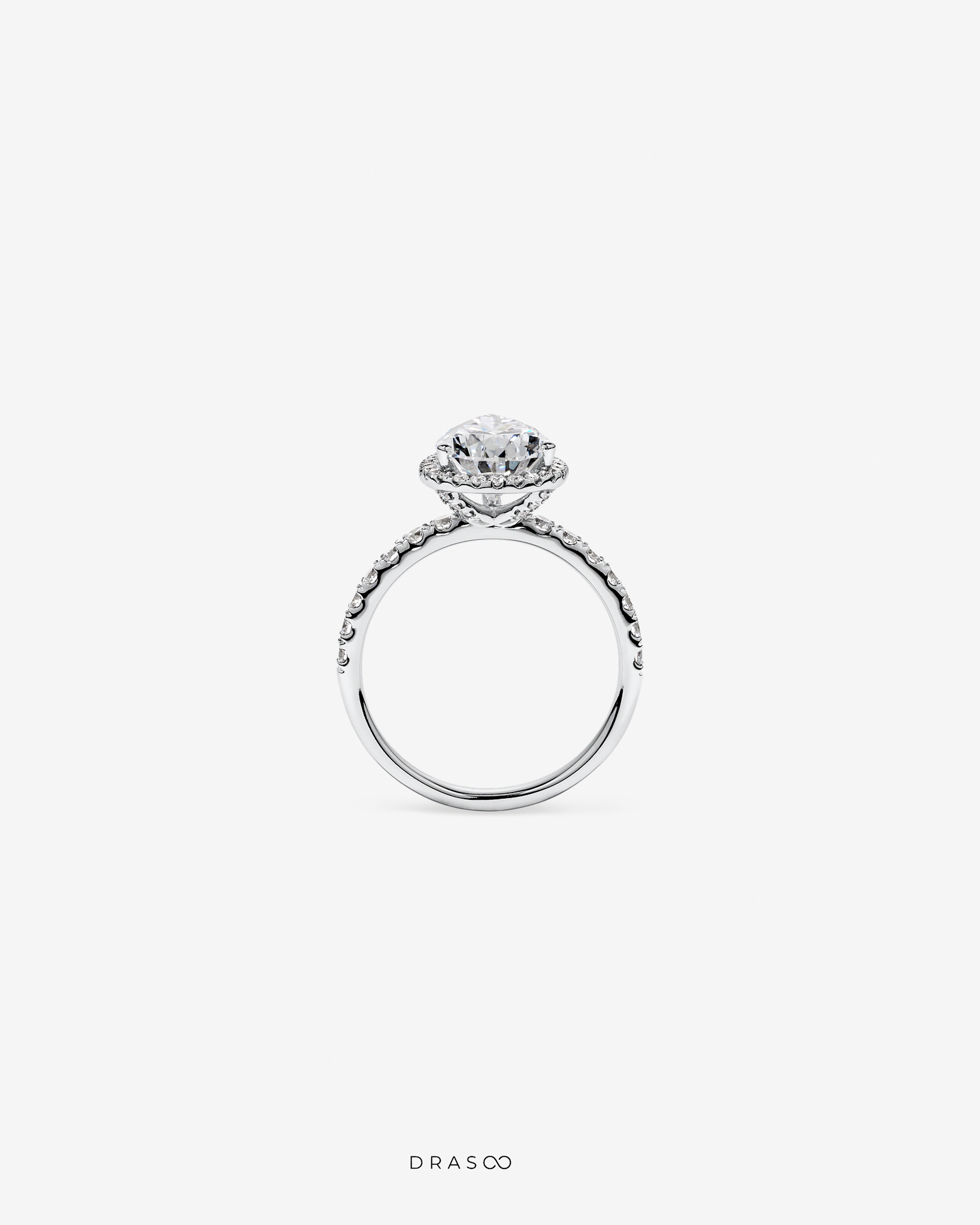 3.60 Carat TW Pear Cut Lab-Grown Diamond Halo Engagement Ring in 18K White Gold