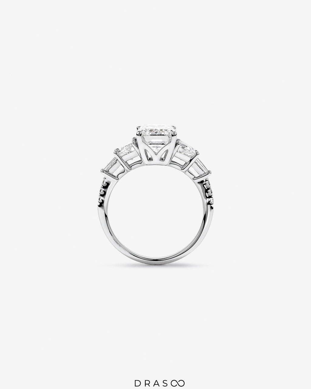 4.26 Carat TW Emerald Cut Lab-Grown Diamond Engagement Ring in 18K White Gold