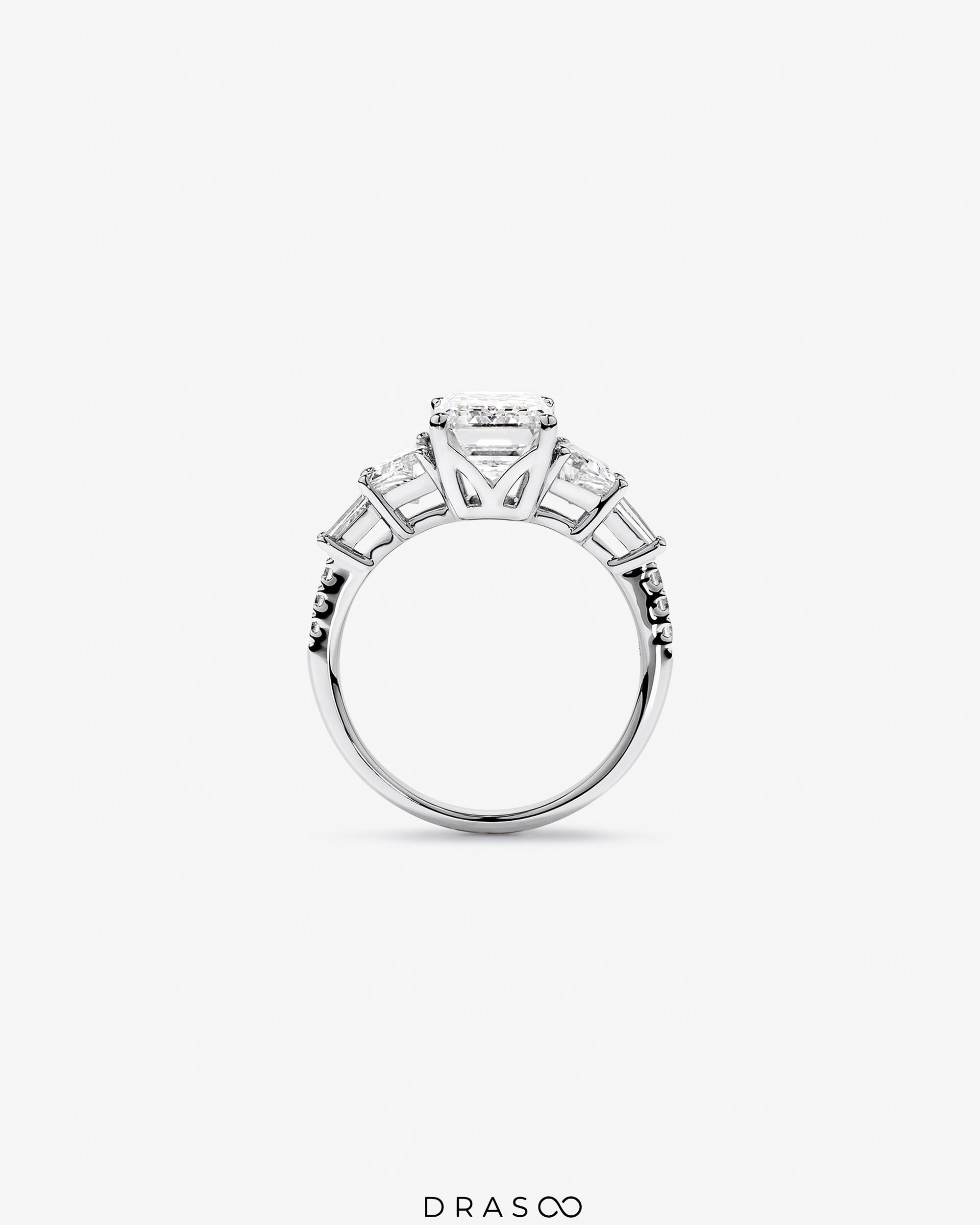 4.26 Carat TW Emerald Cut Lab-Grown Diamond Engagement Ring in 18K White Gold