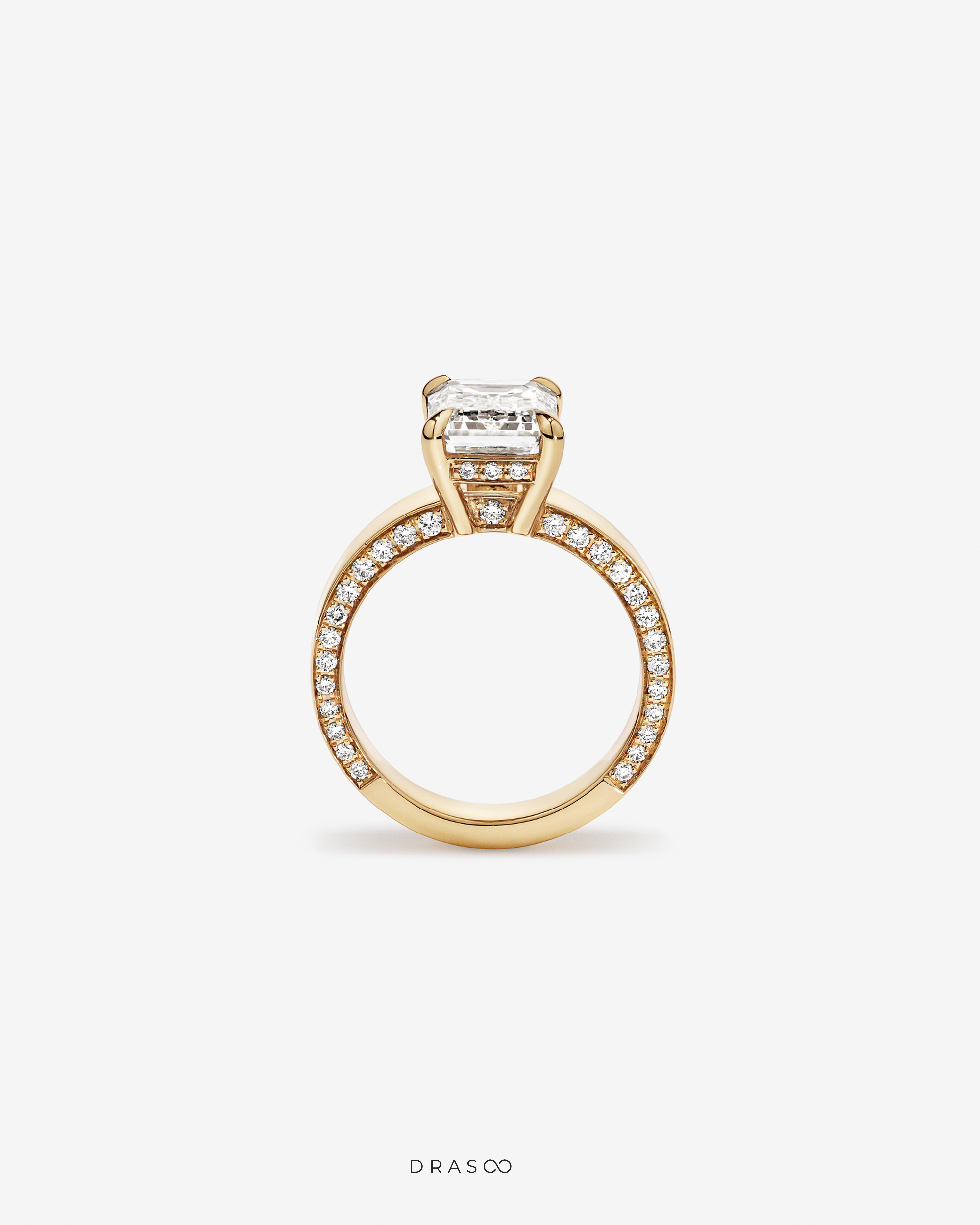 4.56 Carat TW Emerald Cut Lab-Grown Diamond Engagement Ring in 18K Yellow Gold