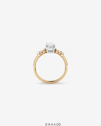 1.40 Carat TW Oval Cut Lab-Grown Diamond Side Stone Engagement Ring in 14K Yellow &amp; White Gold