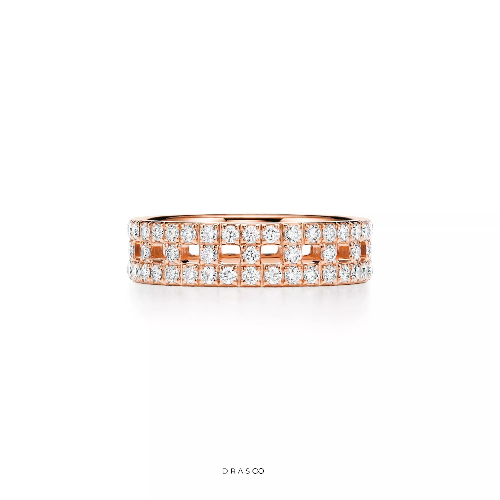 True Wide Ring in 18K Rose Gold with Pavé Diamonds