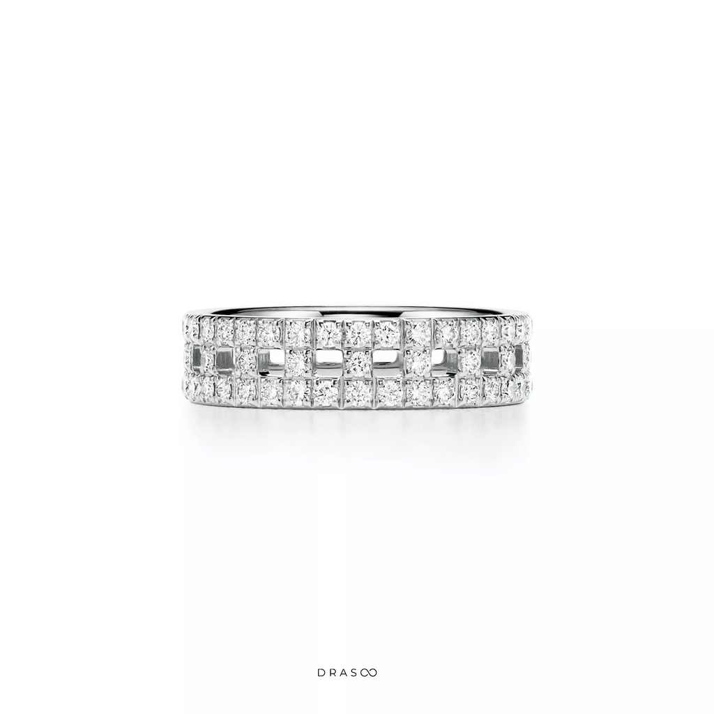 True Wide Ring in 18K Rose Gold with Pavé Diamonds