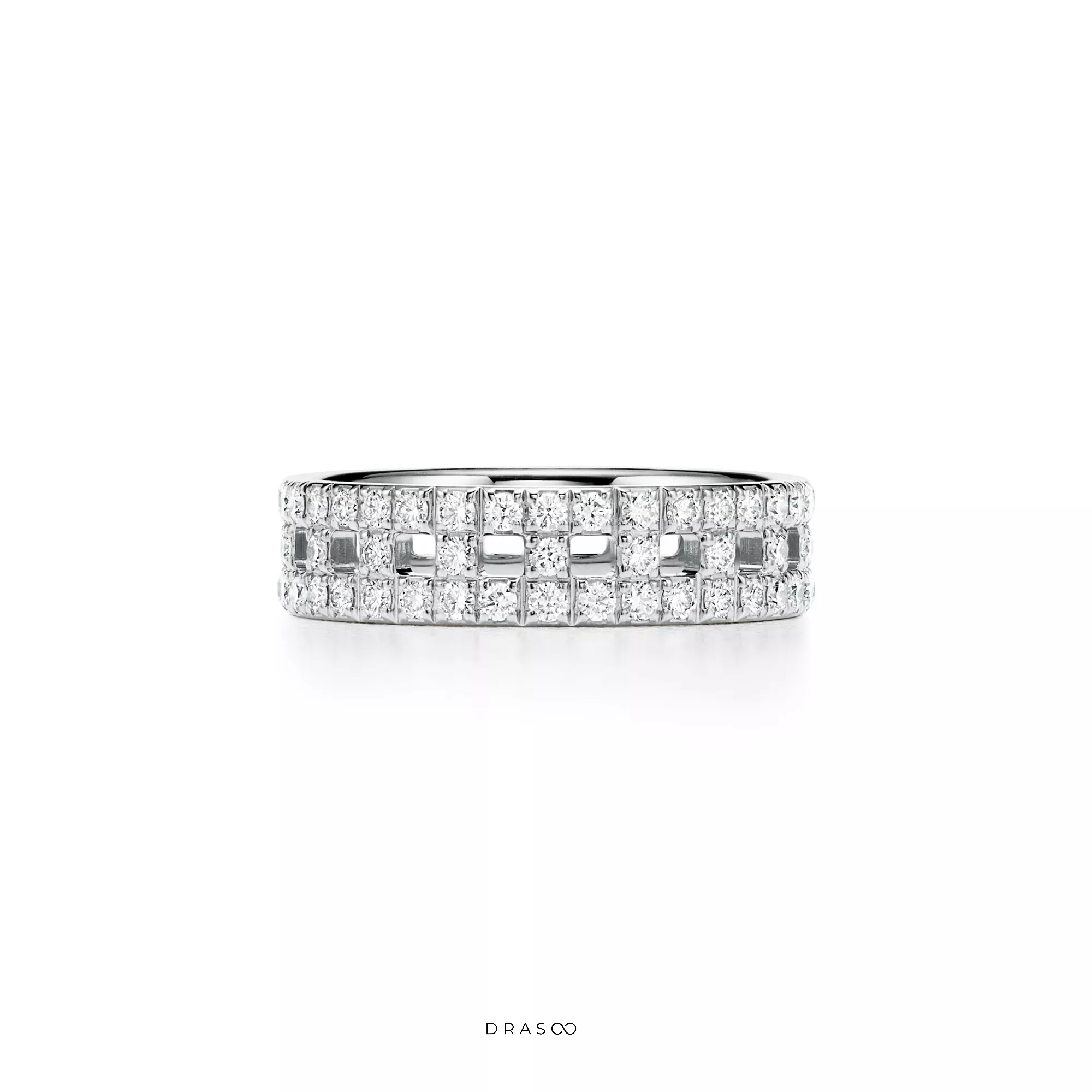True Wide Ring in 18K Rose Gold with Pavé Diamonds