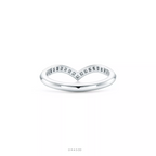 V Ring in Platinum with Diamonds