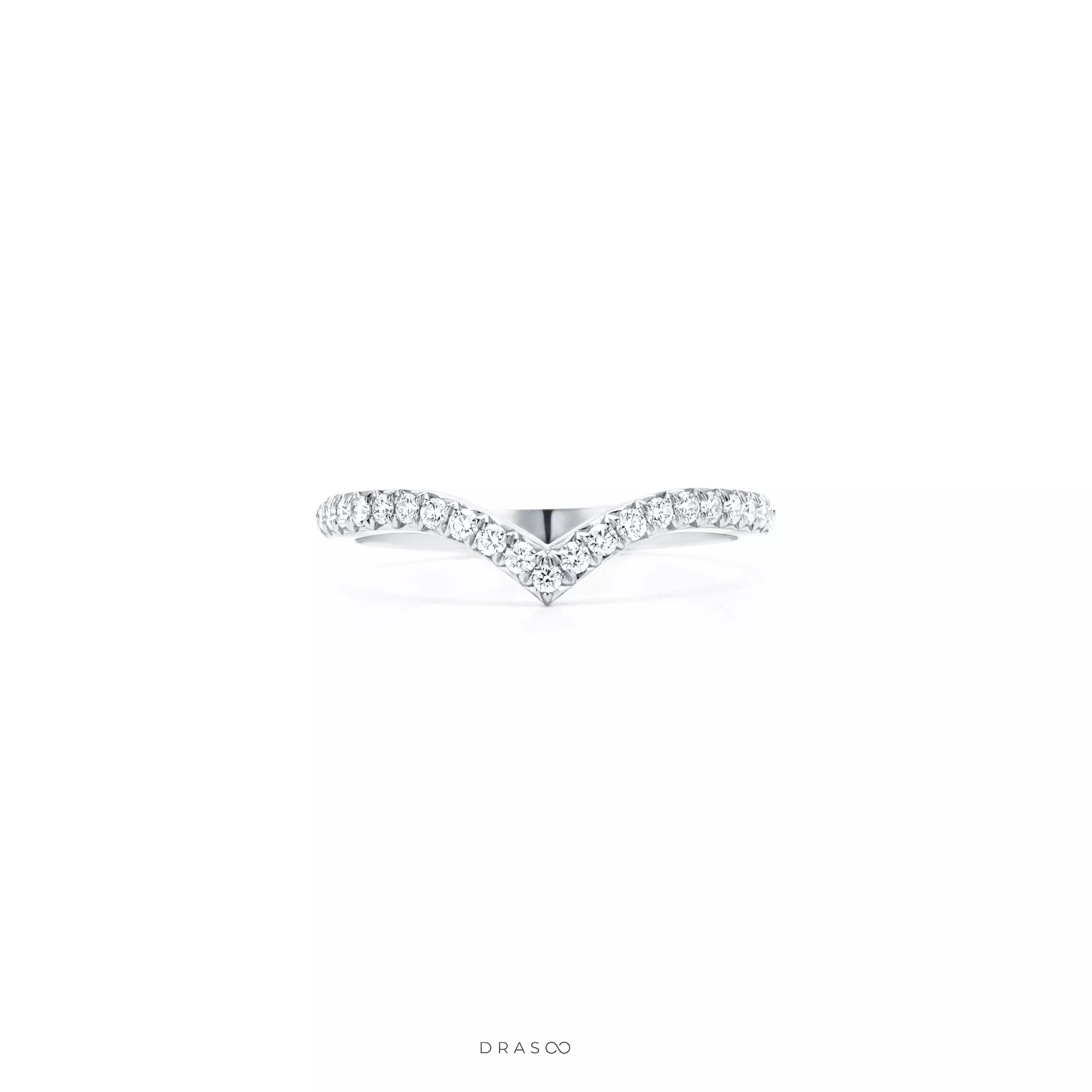 V Ring in Platinum with Diamonds
