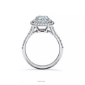 Cushion-Cut Double Halo Engagement Ring with a Diamond Platinum Band