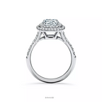 Cushion-Cut Double Halo Engagement Ring with a Diamond Platinum Band