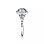 Cushion-Cut Double Halo Engagement Ring with a Diamond Platinum Band