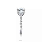 Cushion-Cut Engagement Ring with a Pavé Diamond Platinum Band
