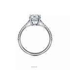 Cushion-Cut Engagement Ring with a Pavé Diamond Platinum Band