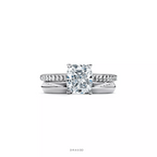 Cushion-Cut Engagement Ring with a Pavé Diamond Platinum Band