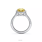 Cushion-Cut Halo Engagement Ring with a Diamond Platinum Band