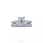 Emerald-Cut Engagement Ring with a Pavé Diamond Platinum Band