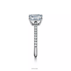 Emerald-Cut Engagement Ring with a Pavé Diamond Platinum Band
