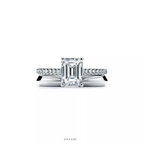 Emerald-Cut Engagement Ring with a Pavé Diamond Platinum Band