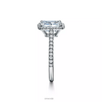 Emerald-Cut Halo Engagement Ring with a Diamond Platinum Band