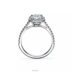 Emerald-Cut Halo Engagement Ring with a Diamond Platinum Band