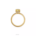 Engagement Ring with a Cushion-Cut Yellow Diamond and an 18K Yellow Gold Diamond Band