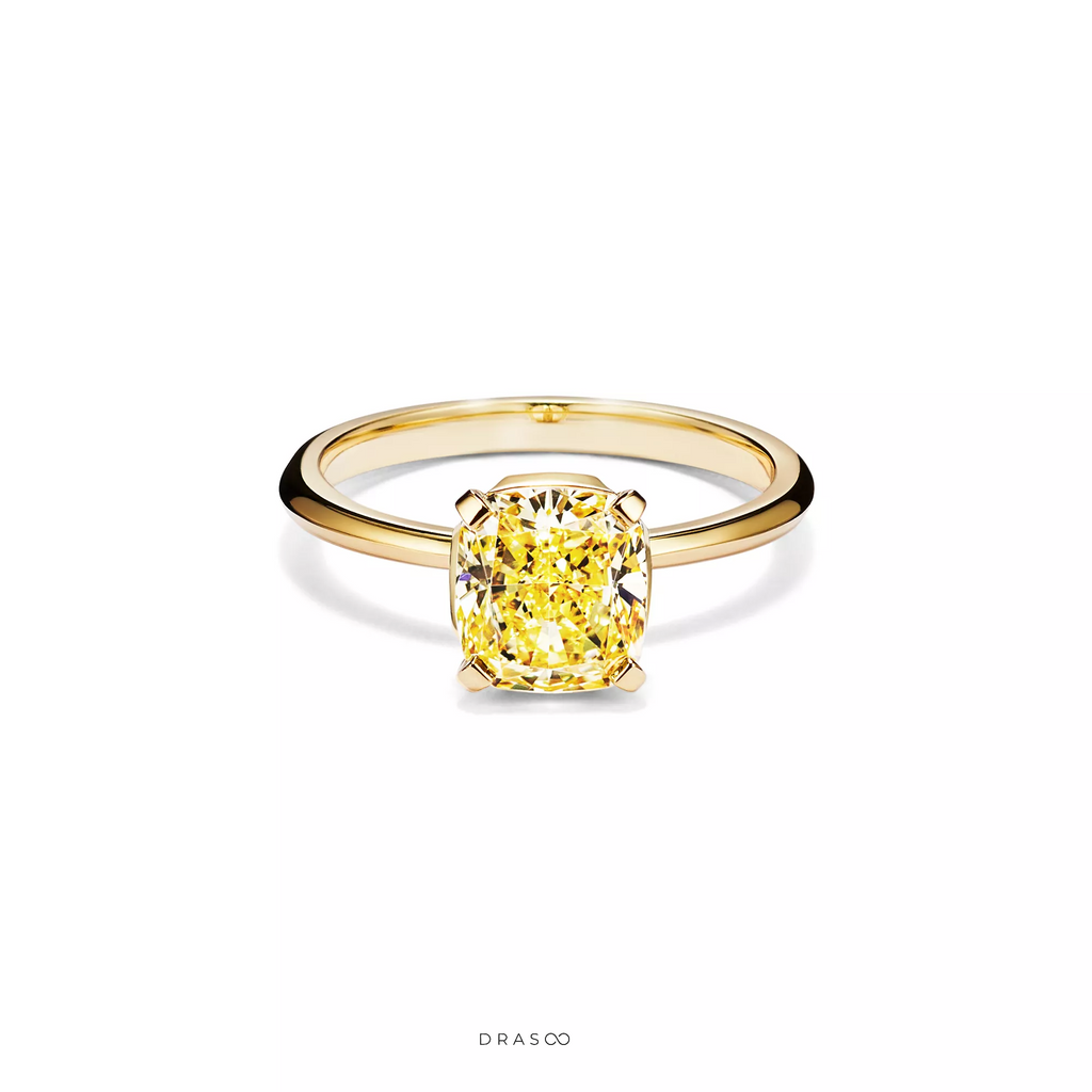 Engagement Ring with a Cushion-Cut Yellow Diamond in 10K Yellow Gold
