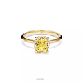 Engagement Ring with a Cushion-Cut Yellow Diamond and an 18K Yellow Gold Diamond Band