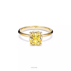 Engagement Ring with a Cushion-Cut Yellow Diamond and an 18K Yellow Gold Diamond Band