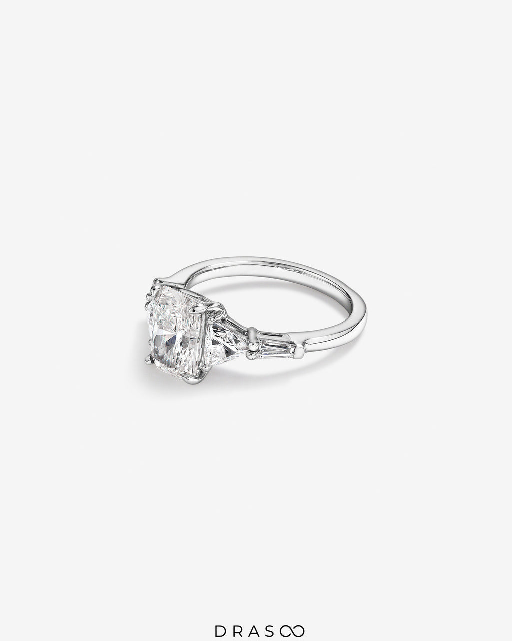 2.86 Carat TW Radiant Cut Lab-Grown Diamond Fancy Cut Side Stone Engagement Ring in 14K White Gold