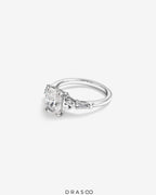 2.86 Carat TW Radiant Cut Lab-Grown Diamond Fancy Cut Side Stone Engagement Ring in 14K White Gold