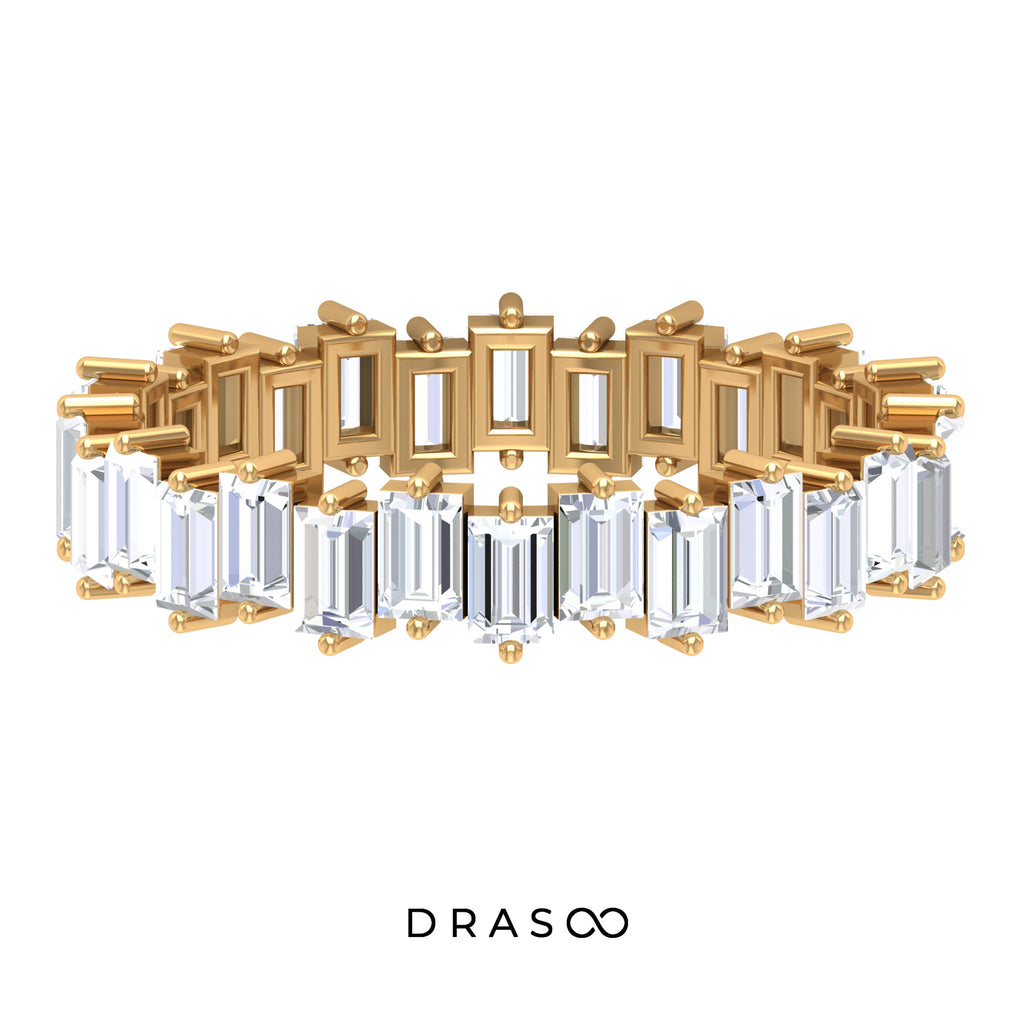 3.25 CT Baguette Shape Moissanite Uneven Eternity Ring For Women