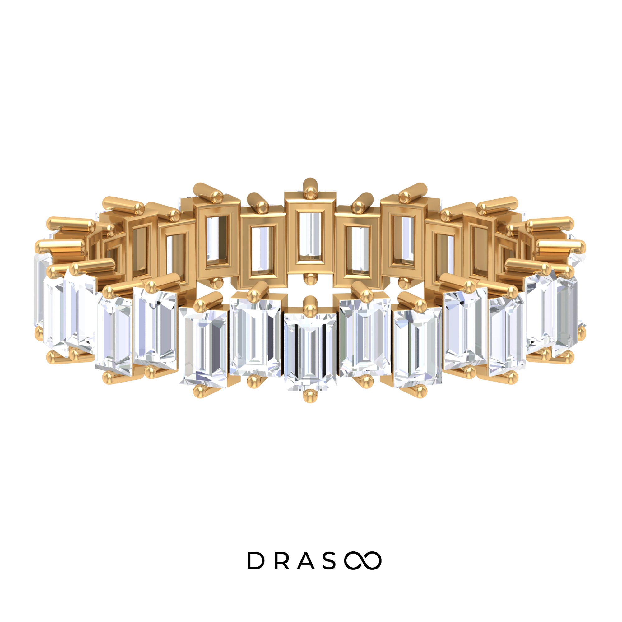 3.25 CT Baguette Shape Moissanite Uneven Eternity Ring For Women