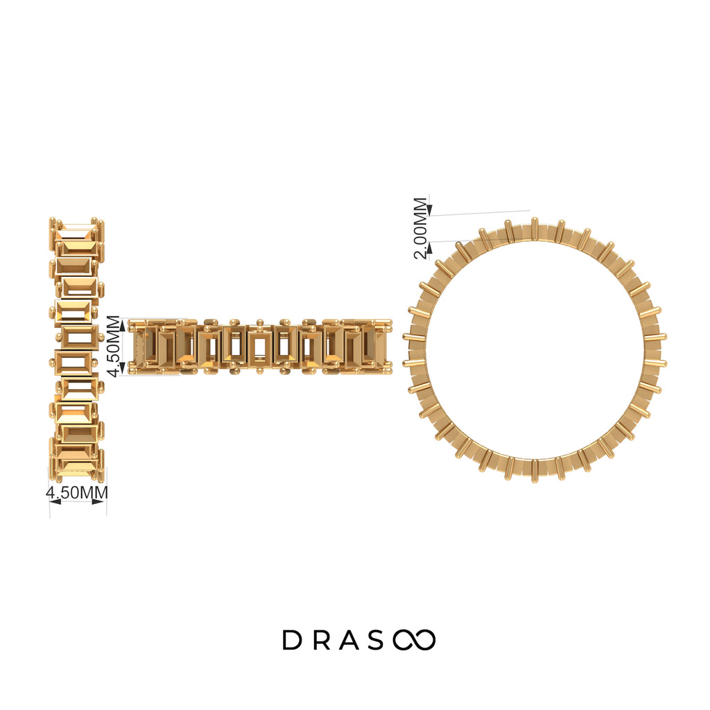 3.25 CT Baguette Shape Moissanite Uneven Eternity Ring For Women