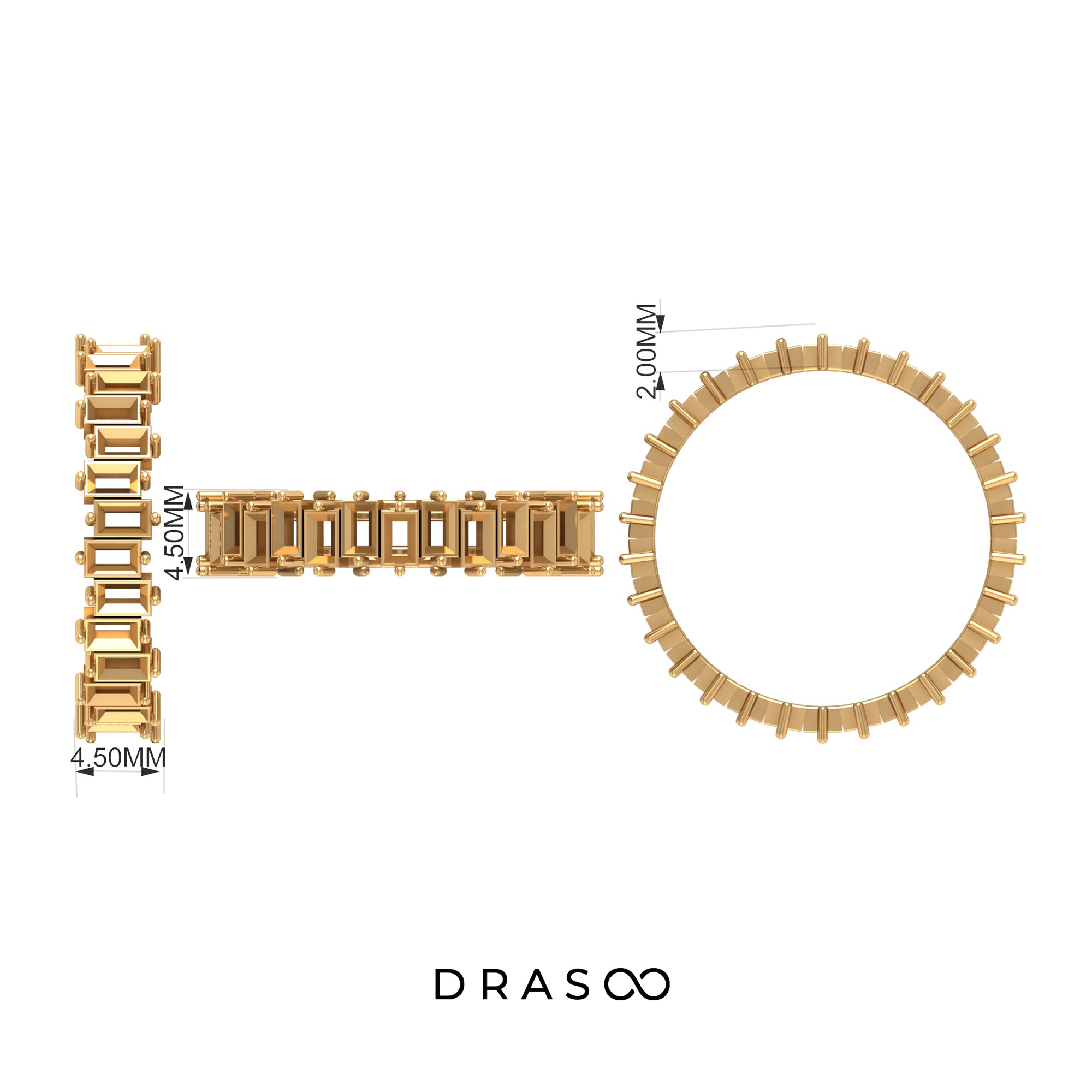 3.25 CT Baguette Shape Moissanite Uneven Eternity Ring For Women