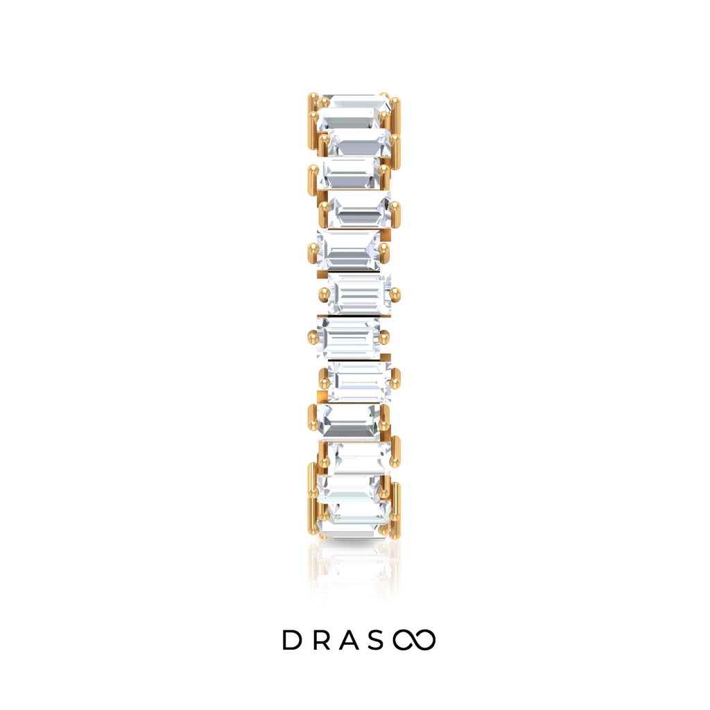 3.25 CT Baguette Shape Moissanite Uneven Eternity Ring For Women