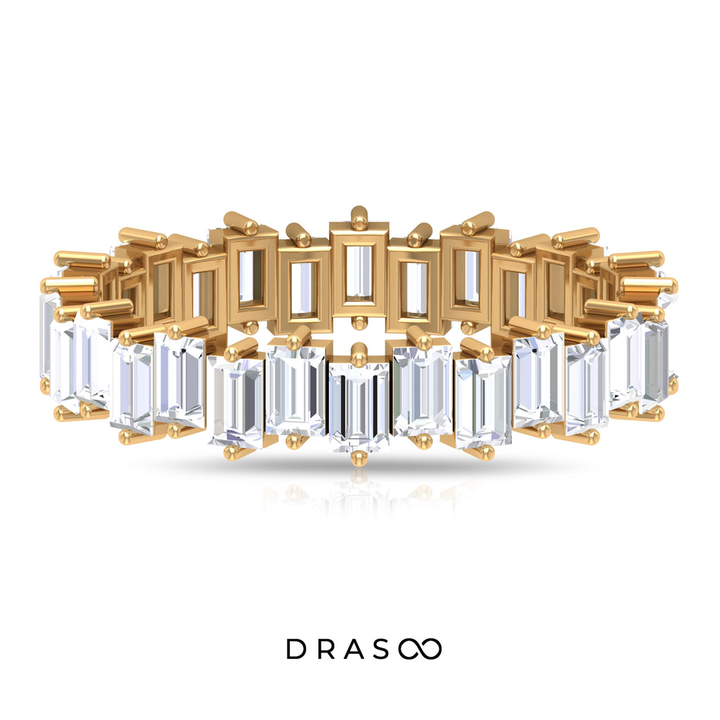 3.25 CT Baguette Shape Moissanite Uneven Eternity Ring For Women