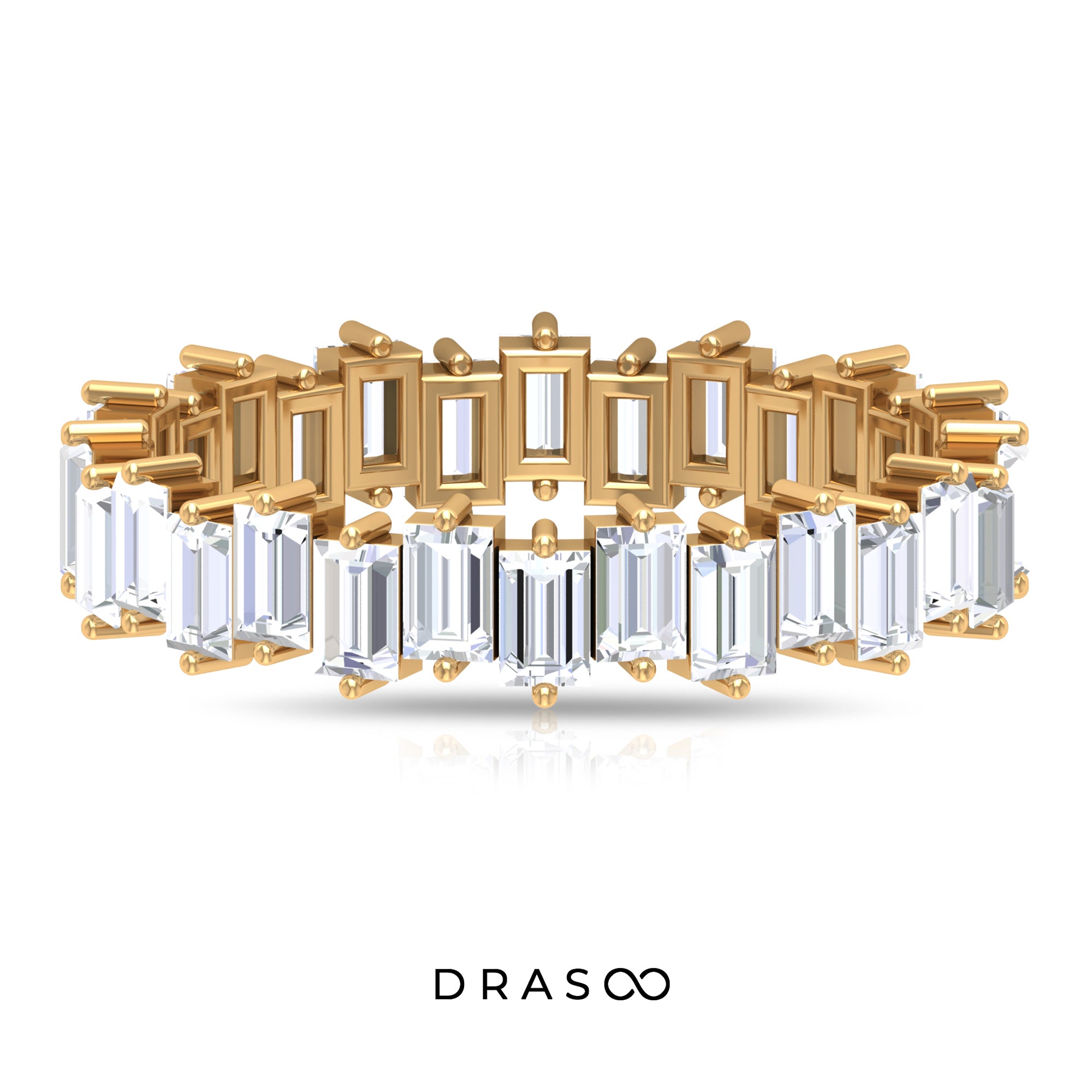 3.25 CT Baguette Shape Moissanite Uneven Eternity Ring For Women