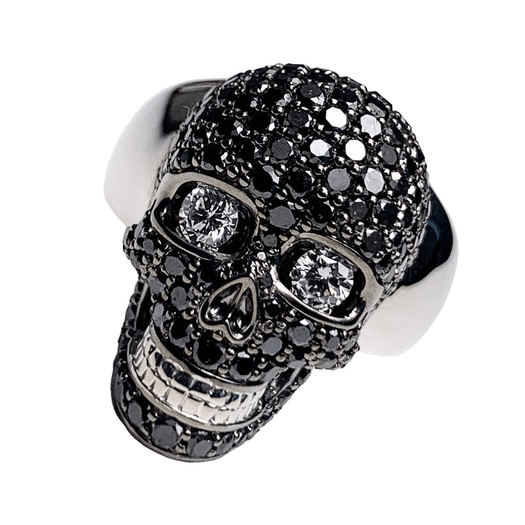 GOLD SKULL RING – 3.5CT BLACK DIAMOND