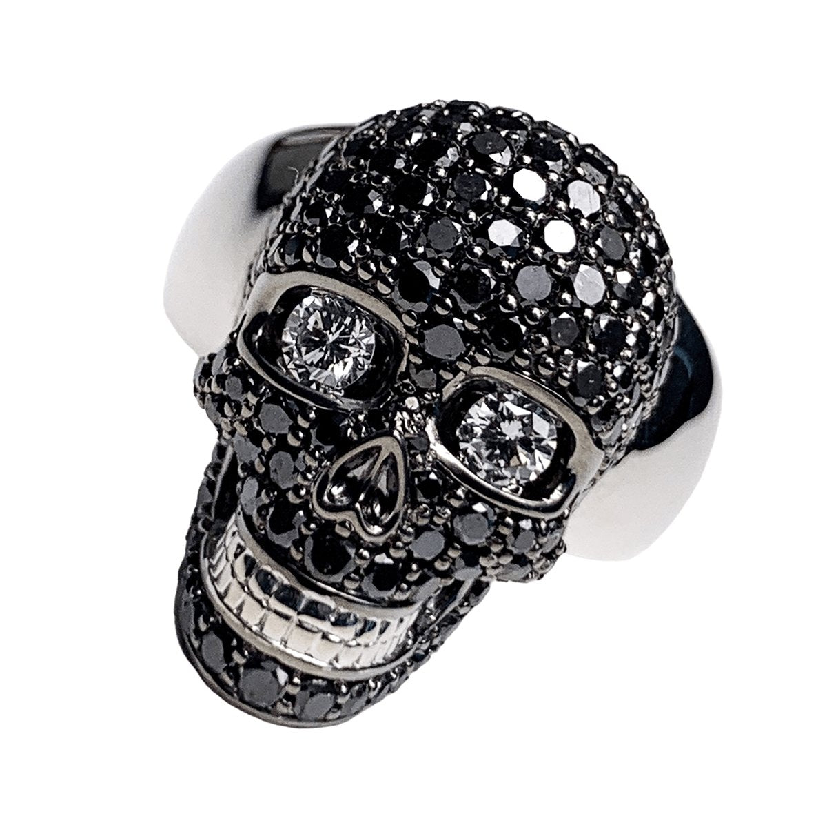 GOLD SKULL RING – 3.5CT BLACK DIAMOND
