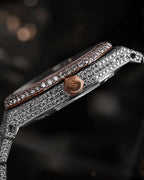 Audemars Piguet – Royal Oak 34 mm – Stainless Steel & Rose Gold – Silver "Grande Tapisserie" Dial – Custom Diamond-Set