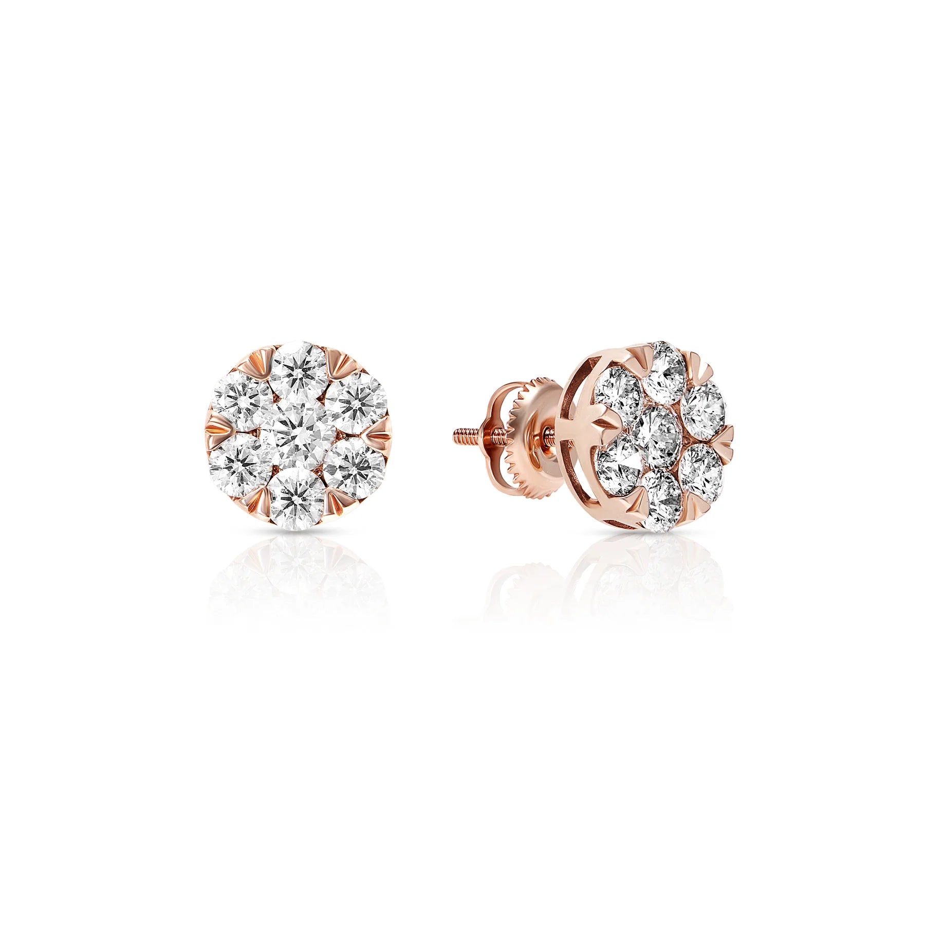 ROUND DIAMOND CLUSTER EARRINGS